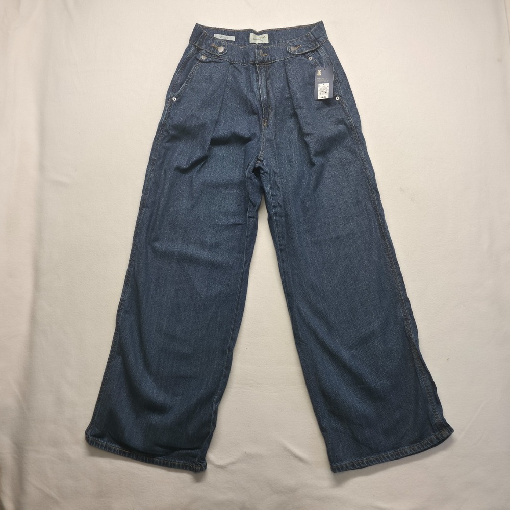 Universal Thread Women's Pleated Adjustable Denim Jeans Size 8 (28-32X31) NWT